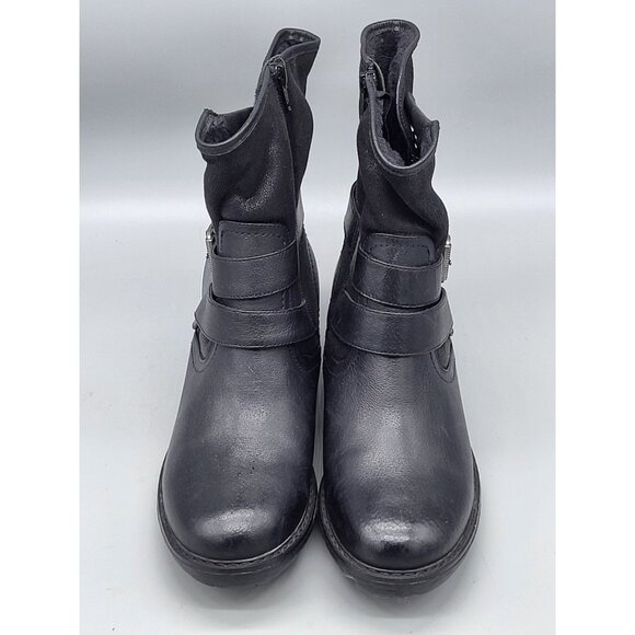 New Baretraps Black Hailie Faux Fur Lined Buckle Zip Moto Ankle Boots 6.5 - Picture 3 of 10